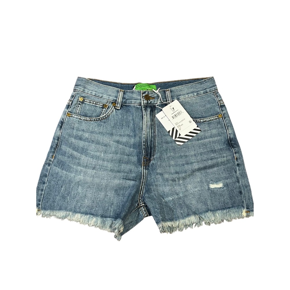 Sandrine Rose Denim Shorts Size 28‎ Distressed Frayed Hem Light Wash
